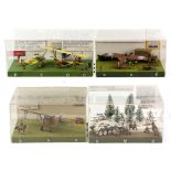 Collection of Perspex cased dioramas of scale model airplanes, to include a Pegasus 1:72 scale