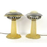AMENDED DESCRIPTION - Two Compulsion Gallery UFO lamps, labels to base, as seen in TV show The Big