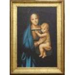 Late 20th century, Madonna and Child, oil on canvas, in gilt wood frame, 90 cm x 59 cm
