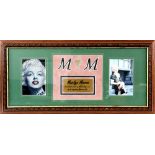 Marilyn Monroe - A Swatch of Silk Stocking, framed, 30 x 62 cm. Swatch of silk stocking is in the