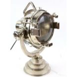 20th century theatre style desk lamp, on stepped circular base, H.44cm W.33cm PAT tested.