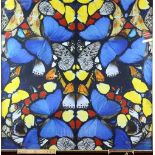 After Damien Hirst, reflected butterfly wings, printed on fabric, 93.5cm square,