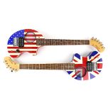 Two Fernandes Nomad guitars, made in Taiwan, Union Jack and Star Spangled Banner finishes (2). Union