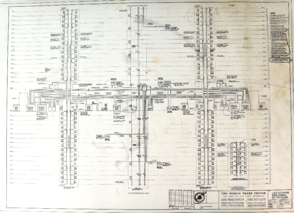 Electrical and lighting plans for the World Trade Centre, New York. A total of 27 plans on