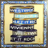 Vivienne Westwood 'Let it Rock' scarf, framed and glazed, 56cm square,