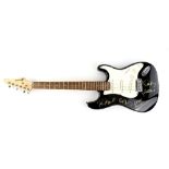 Blondie - Karera Stratocaster style electric guitar signed to the front by Debbie Harry and the