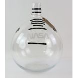 Large glass demijohn with Nasa stickers, H.52cm