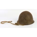 WWII Imperial Japanese Army Type 90 steel combat helmet, original leather lining and canvas