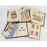 Box with Albums(4) and loose in envelopes with 1937 Coronation omnibus set mint plus First Day