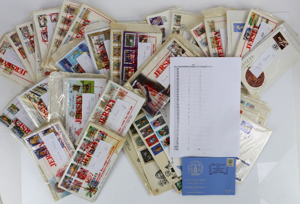 Two boxes of stamps, Great Britain and Jersey First Day Covers from 1965 - 2012(qty)
