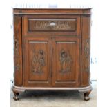 Chinese hardwood drinks cabinet, with hinged top and fitted interior, H94 x W81.5cm