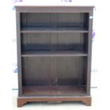 20th century mahogany open bookcase. 85W X 114H X 32D