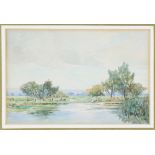 Wilfred A Ashby, set of three early 20th century, watercolour landscapes of rivers, each