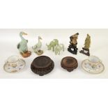 Mixed group of items to include Chinese ceramic models of ducks, Royal Worcester shell salts,