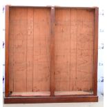 20th century mahogany double open bookcase, H192 x W88 x D30cm, missing top