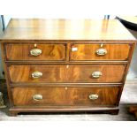 20th century mahogany chest of two short over two long drawers, on bracket feet,