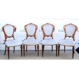 Set of four 19th century mahogany dining chairs, on reeded and turned legs