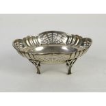 Silver four legged Bon Bon dish with pierced border, London 1925 52 Grams