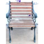 Coalbrookdale style wrought iron garden seat, H78 x W62 x D70cm