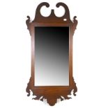 19th century style mahogany fretwork mirror, 103 x 52cm