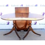 Modern D-end mahogany dining table with one extra leaf,