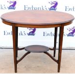 19th century mahogany oval two-tiered occasional table, General wear consistent with age and use.