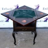 Late Victorian envelope card table, on cabriole legs,