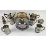 Large selection of silver plated items to include photo frames, mugs, flatware, trays, dishes,