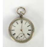 Victorian silver cased pocket watch, Birmingham 1884
