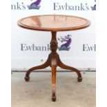 20th century walnut and mahogany circular occasional table,