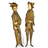 Two 15th/16th Century style carved wooden wall mounting figures Report given on dimensions