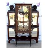 20th century stained rosewood effect cabinet, glazed door to reveal mirrored back and shelving, on