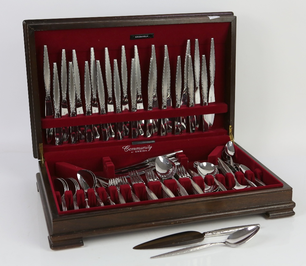 Two part canteens of silver plated cutlery