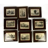 Twenty-five framed etchings of landmarks to include St Martin's Church and Hampton Court, each frame
