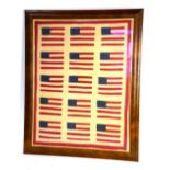 Childs American Flag patchwork quilt framed and glazed 84cm x 64cm