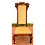 19th century carved rosewood prie-dieu chair,