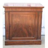 Mahogany side cupboard, with cupboard door on plinth base, H94 x W91 x D51cm (missing top)