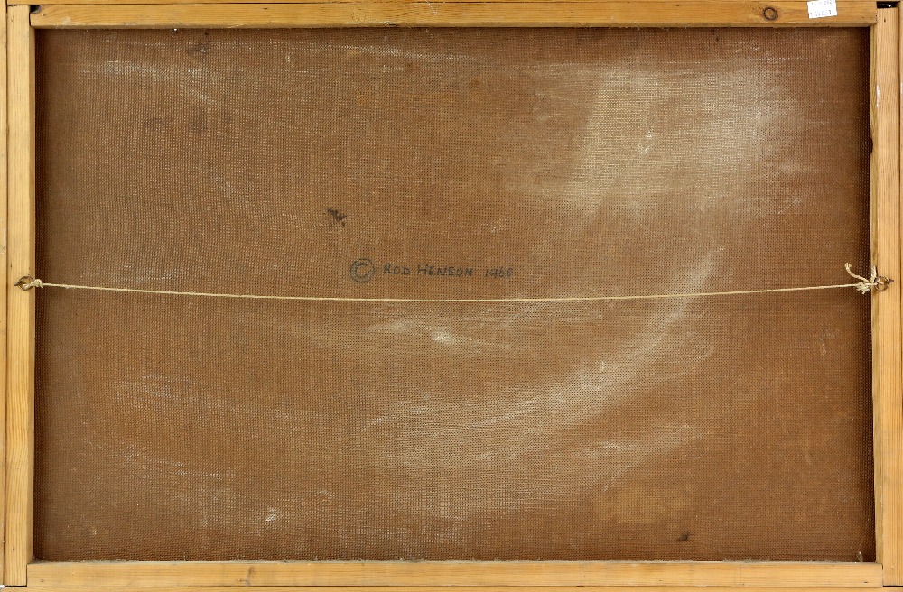 Abstract artwork signed Roderick E. Henson, and dated 1960 verso, 55 x 85cm - Image 3 of 4