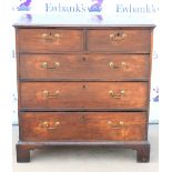 19th century mahogany chest of two short over three long drawers, on bracket feet, H103 x W97 x