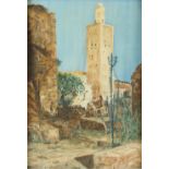 20th century painting of Moroccan or Middle Eastern scene, indistinctly signed lower left, 62 x 43cm
