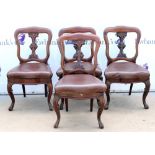 Set of 4 mahogany 20th century dining chairs with drop in seats on cabriole legs.