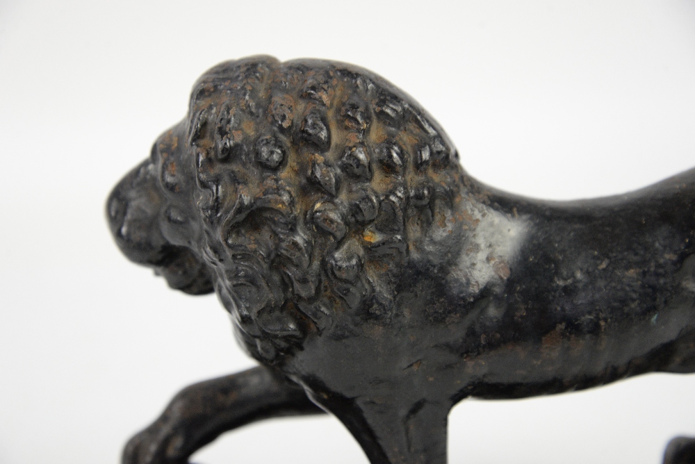 Victorian cast iron doorstop in the form of a lion with a paw on a ball Condition: heavily worn, - Image 2 of 12