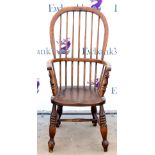19th Century Windsor armchair with caned backrest.