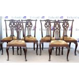 20th century set of 6 Chippendale style dining chairs. Marks to upholstered seats.Some knocks and