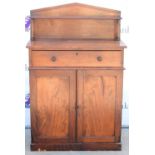 19th century mahogany chiffonier, the gallery top with two columns above a single drawer and two