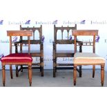 Pair of oak armchairs and a pair of 19th century mahogany bar back dining chairs, (4),