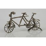 Silver model of a Tandem bicycle import marks, London