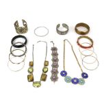 Large group of costume jewellery including faux pearl necklaces and bracelets, beaded necklaces