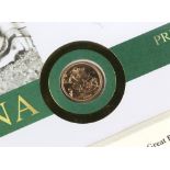 Gold Sovereign Presented in a Diana Princess of Wales pack commemorating Diana's 21st Birthday, coin
