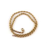 Classic rope twist necklace, clasp 9 ct gold, chain testing as 9 ct, 42cm long Clasp is a later